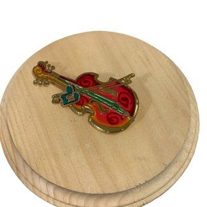 Vintage Two Hands Colorful Violin Brooch